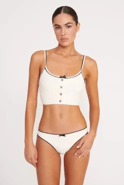 ABBY SWIM TOP  IVORY BLACK