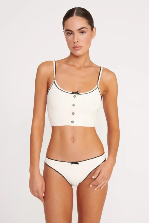 ABBY SWIM TOP  IVORY BLACK