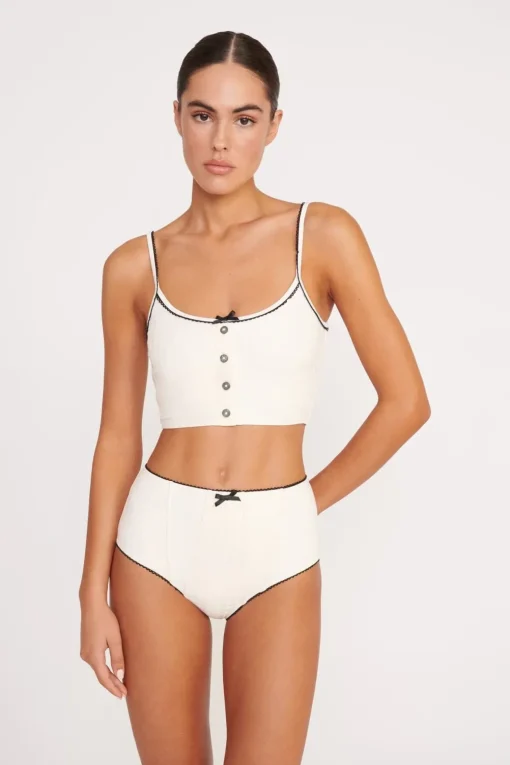 ABBY SWIM TOP  IVORY BLACK