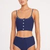 ABBY SWIM TOP  NAVY WHITE
