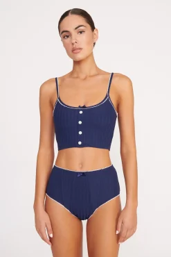 ABBY SWIM TOP  NAVY WHITE