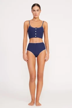 ABBY SWIM TOP  NAVY WHITE
