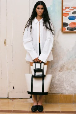 ALLORA MICRO TOTE  CREAM BLACK