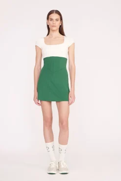 BACKSPIN DRESS  COURT GREEN IVORY