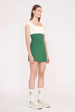 BACKSPIN DRESS  COURT GREEN IVORY