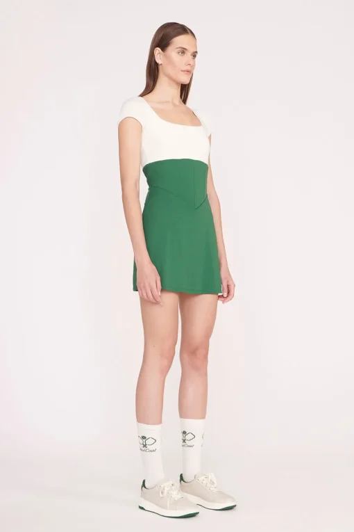 BACKSPIN DRESS  COURT GREEN IVORY