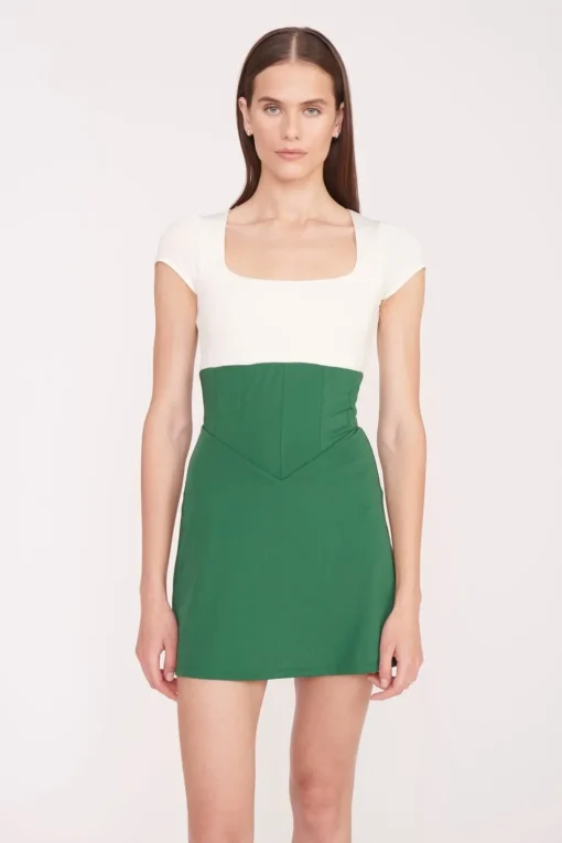 BACKSPIN DRESS  COURT GREEN IVORY