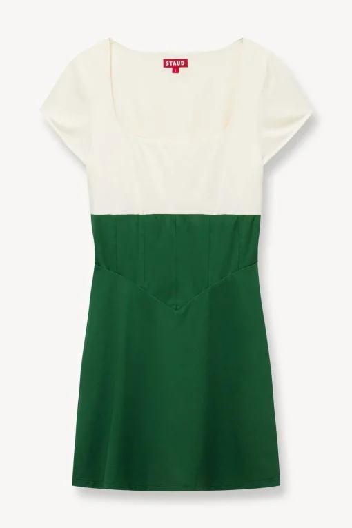BACKSPIN DRESS  COURT GREEN IVORY
