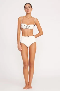 BRENTON HIGH RISE BIKINI BOTTOM  IVORY BLACK