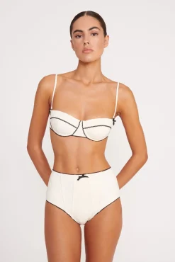BRENTON HIGH RISE BIKINI BOTTOM  IVORY BLACK
