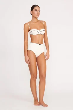 BRENTON HIGH RISE BIKINI BOTTOM  IVORY BLACK