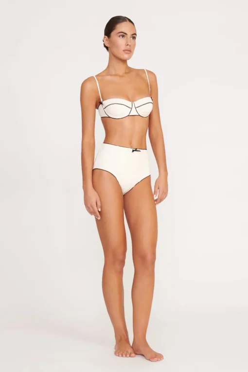 BRENTON HIGH RISE BIKINI BOTTOM  IVORY BLACK
