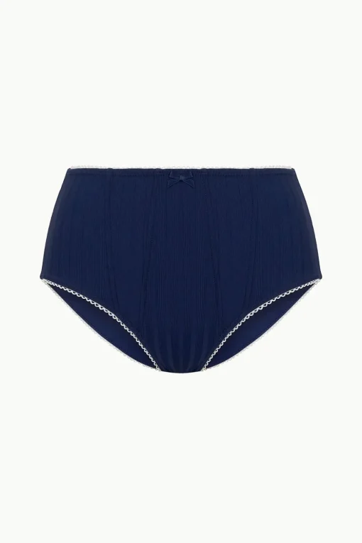 BRENTON HIGH RISE BIKINI BOTTOM  NAVY WHITE