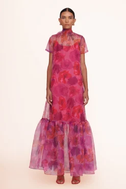 CALLUNA DRESS  MAGENTA PAINTED FLORAL
