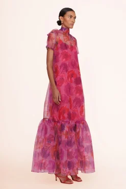 CALLUNA DRESS  MAGENTA PAINTED FLORAL