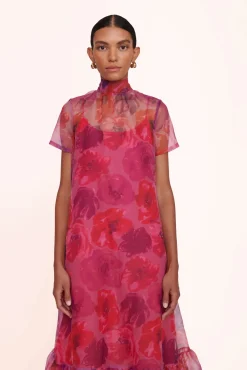 CALLUNA DRESS  MAGENTA PAINTED FLORAL