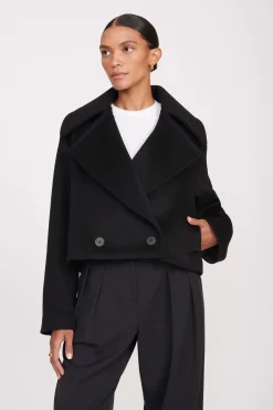 CARVER CROPPED COAT  BLACK