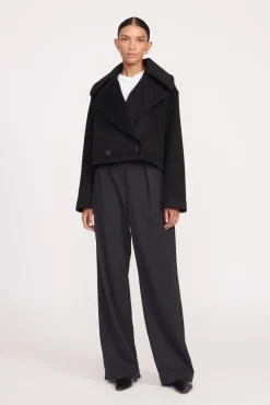 CARVER CROPPED COAT  BLACK