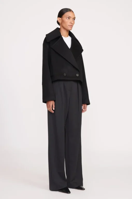 CARVER CROPPED COAT  BLACK