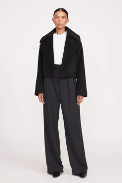 CARVER CROPPED COAT  BLACK