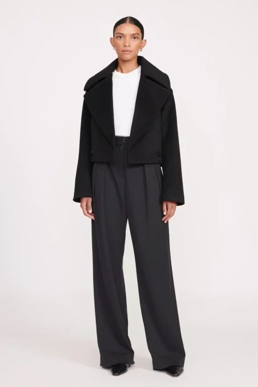 CARVER CROPPED COAT  BLACK