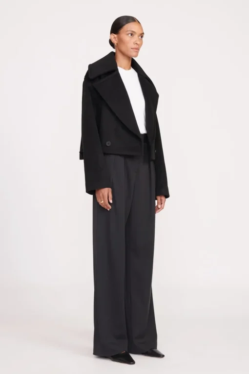 CARVER CROPPED COAT  BLACK