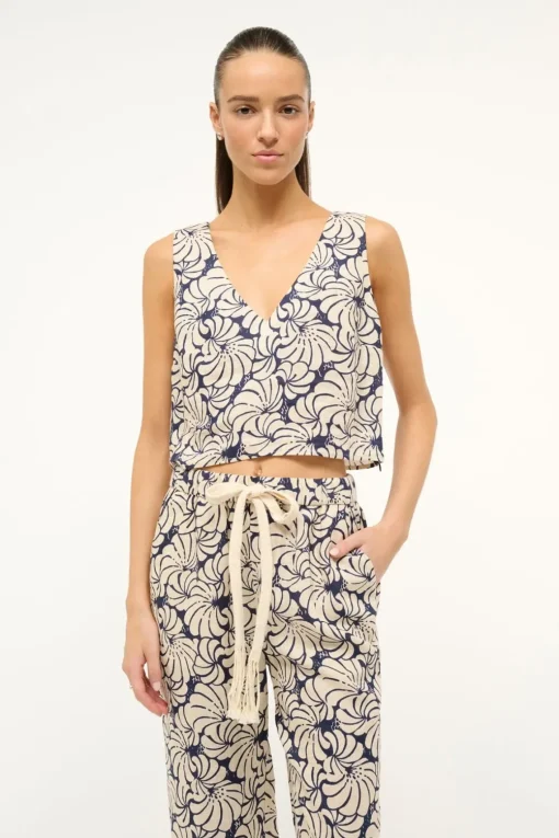CATANIA TOP  NAVY SCALLOP BLOCK PRINT