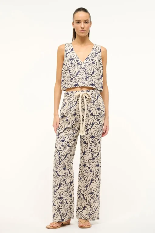 CATANIA TOP  NAVY SCALLOP BLOCK PRINT