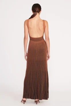 CLARETTA DRESS  TAN BLACK