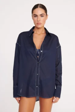 COLTON SHIRT  NAVY WHITE