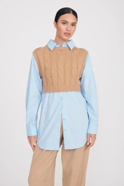 COOPER TOP  CAMEL FRENCH BLUE