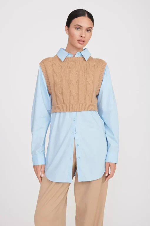 COOPER TOP  CAMEL FRENCH BLUE