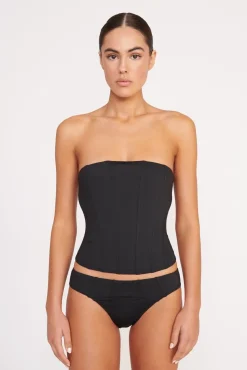 CORSAGE BIKINI BOTTOM  BLACK