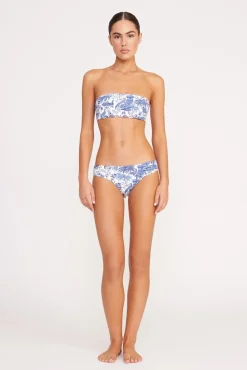 CORSAGE BIKINI BOTTOM  BLUE TOILE