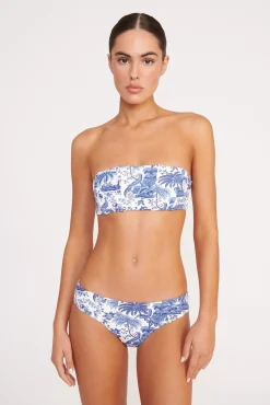 CORSAGE BIKINI BOTTOM  BLUE TOILE