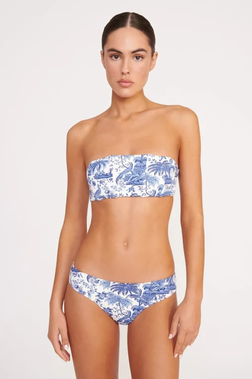 CORSAGE BIKINI BOTTOM  BLUE TOILE