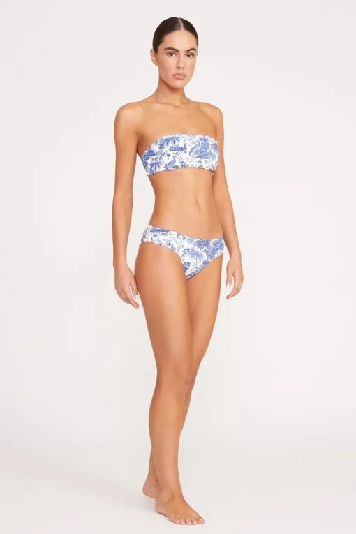 CORSAGE BIKINI BOTTOM  BLUE TOILE
