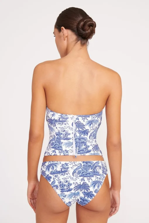 CORSAGE BIKINI BOTTOM  BLUE TOILE