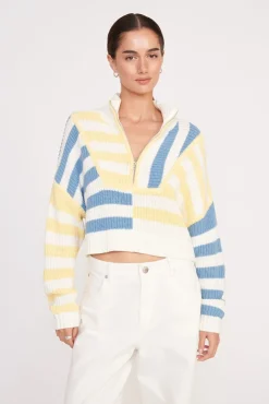CROPPED HAMPTON SWEATER  BUTTERCUP SEASHORE STRIPE