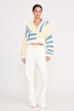 CROPPED HAMPTON SWEATER  BUTTERCUP SEASHORE STRIPE