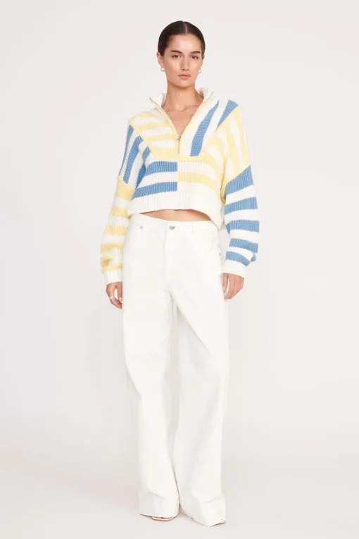CROPPED HAMPTON SWEATER  BUTTERCUP SEASHORE STRIPE