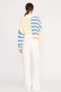 CROPPED HAMPTON SWEATER  BUTTERCUP SEASHORE STRIPE