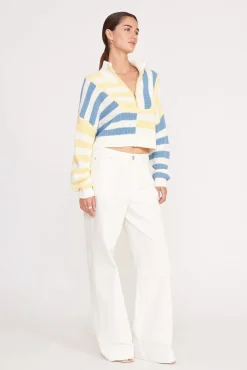CROPPED HAMPTON SWEATER  BUTTERCUP SEASHORE STRIPE