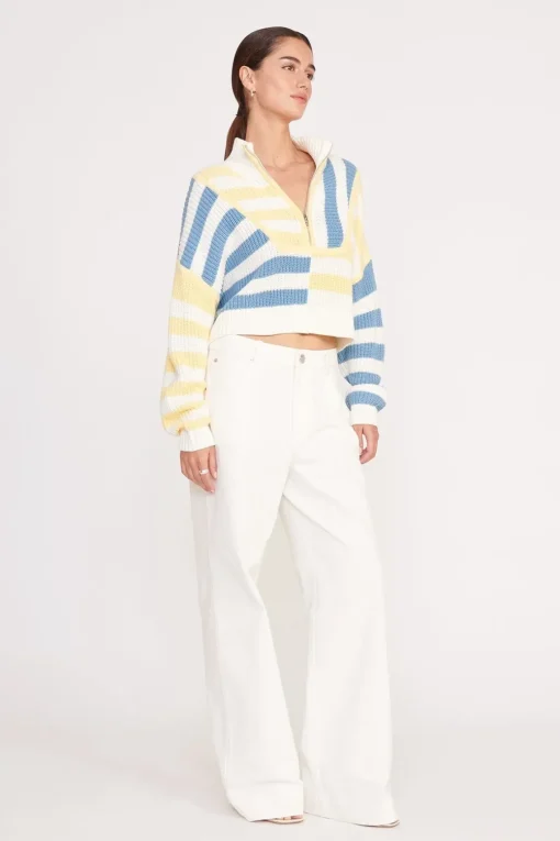 CROPPED HAMPTON SWEATER  BUTTERCUP SEASHORE STRIPE