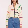 CROPPED HAMPTON SWEATER  CREAM RAINBOW MULTI