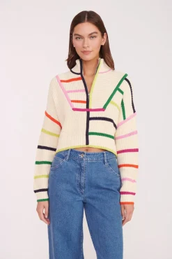 CROPPED HAMPTON SWEATER  CREAM RAINBOW MULTI