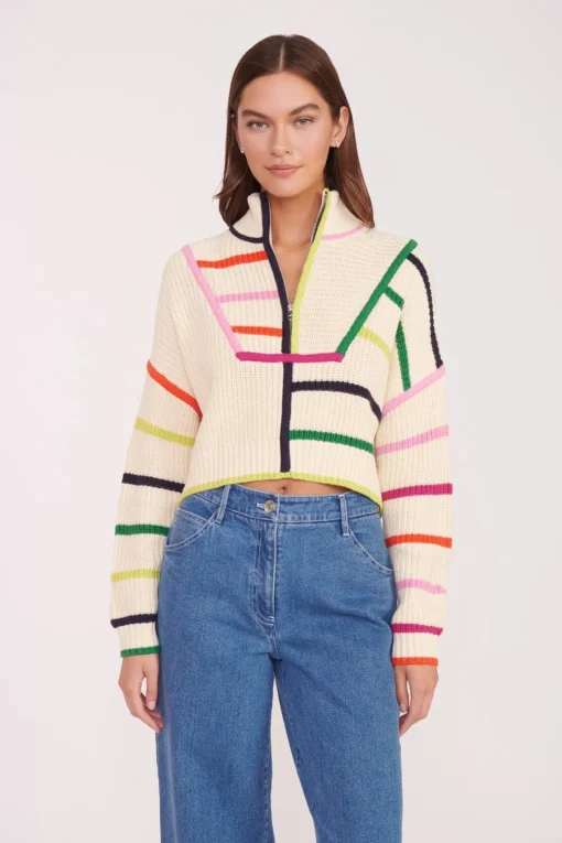 CROPPED HAMPTON SWEATER  CREAM RAINBOW MULTI
