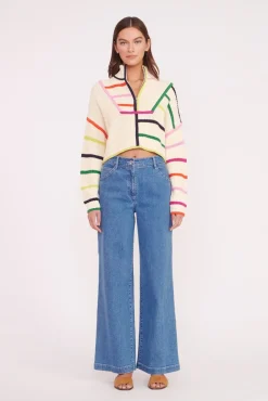 CROPPED HAMPTON SWEATER  CREAM RAINBOW MULTI