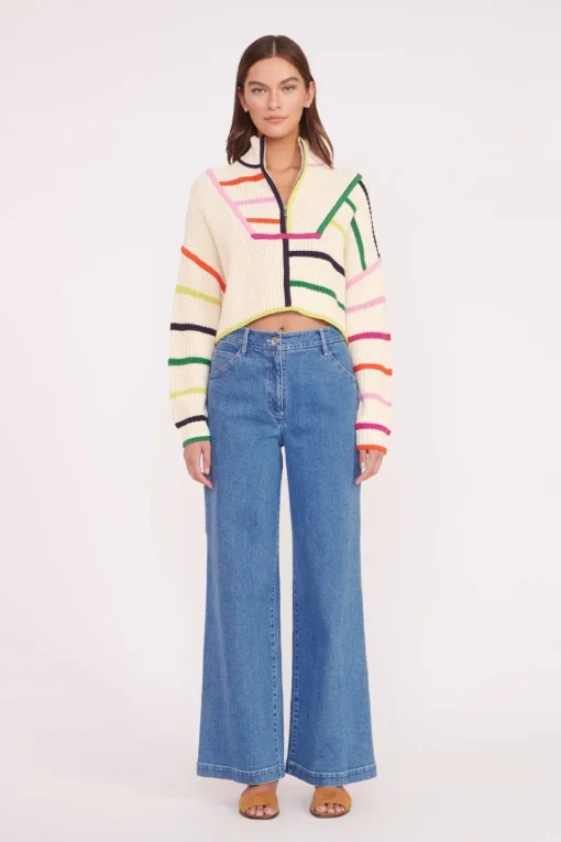 CROPPED HAMPTON SWEATER  CREAM RAINBOW MULTI