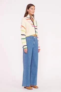 CROPPED HAMPTON SWEATER  CREAM RAINBOW MULTI